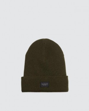 Rag & Bone Addison Beanie Wool Hat Olive | 51380SQFY