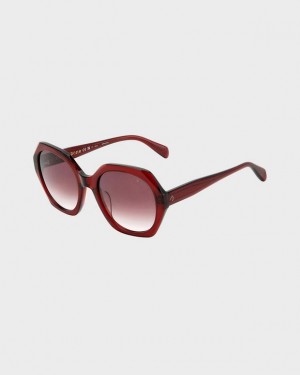 Rag & Bone Annalise Geometric Sunglasses Burgundy | 96537TUZQ