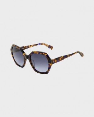 Rag & Bone Annalise Geometric Sunglasses Brown Blue Havana | 69347PTKD