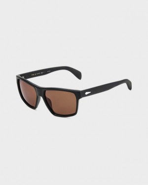 Rag & Bone Aron Rectangular Sunglasses Matte Black | 71390LTKG