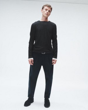 Rag & Bone Banks Double Faced Long Sleeve Tee Cotton T-Shirt Black | 78159REUO