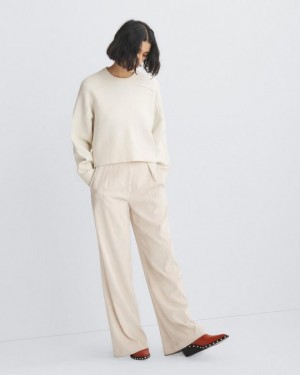 Rag & Bone Bridget Wool Crew Oversized Fit Ivory | 15764MYEP