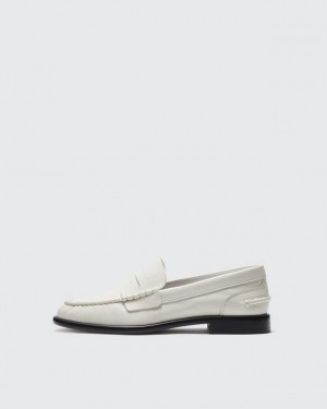 Rag & Bone Carter Loafer - Leather Penny Loafer Antique White | 73651ULHD