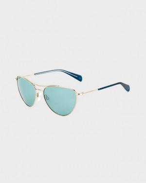 Rag & Bone Clare Butterfly Sunglasses Gold Teal | 06418ISPE