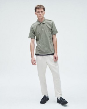 Rag & Bone Classic Flame Polo Pima Cotton Shirt Dark Mint | 54270TUFA