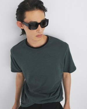 Rag & Bone Classic Flame Tee Organic Cotton T-Shirt Shadow Green | 23406XIMG