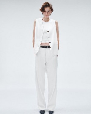 Rag & Bone Donovan Linen Pant Relaxed Fit White | 43850VDXT