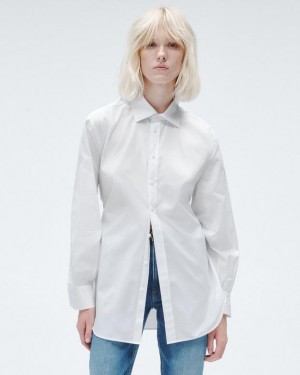 Rag & Bone Ellison Cotton Poplin Top Relaxed Fit Button Down White | 94815OSYI