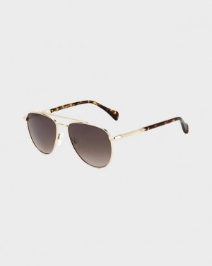 Rag & Bone Lana Aviator Sunglasses Gold Brown | 04831GNMO