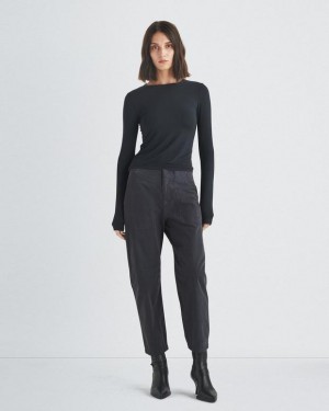 Rag & Bone Leyton Workwear Cotton Pant Relaxed Fit Black | 17240OPUM