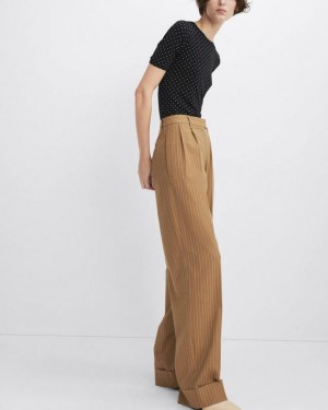 Rag & Bone Marianne Italian Striped Wool Pant Relaxed Fit Camel Stripe | 07613XBNU