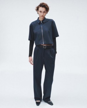 Rag & Bone Marianne Ponte Pant Relaxed Fit Navy Stripe | 87465KNLT