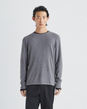 Rag & Bone Martin Merino Crew Classic Fit Heather Grey | 26013UMYJ