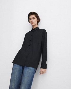 Rag & Bone Maxine Cotton Poplin Shirt Classic Fit Button Down Black | 68472UZCL