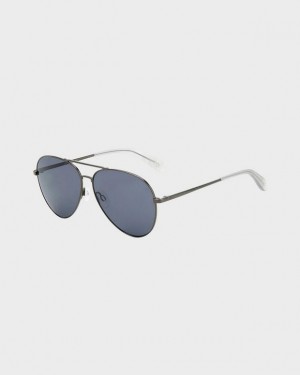 Rag & Bone Ren Pilot Sunglasses Dark Ruthenium / Grey | 05239QZOP