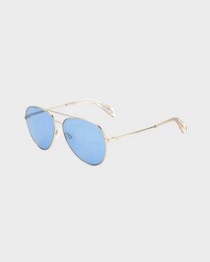 Rag & Bone Ren Pilot Sunglasses Gold Beige | 69012DPXB