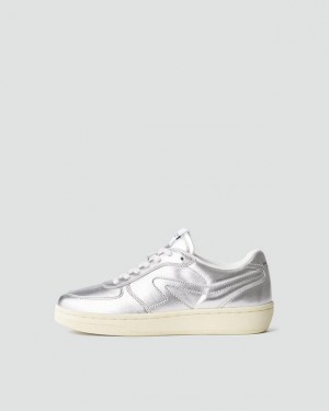 Rag & Bone Retro Court Sneaker - Leather Low Top Sneaker Silver | 70946GVTM