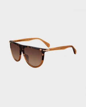 Rag & Bone Serena Shield Sunglasses Shade Havana Brown | 98321HBTL