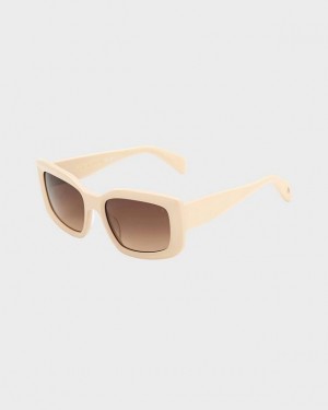 Rag & Bone Sofie Rectangular Sunglasses Beige | 76582FWNQ