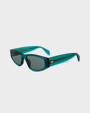 Rag & Bone Soren Oval Sunglasses Teal | 61429GKVI