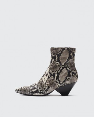 Rag & Bone Spire Boot - Snake Printed Leather Heeled Ankle Boot White Snake | 67540BXGK