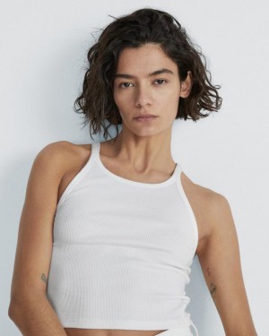 Rag & Bone The Essential Rib String Tank Rib Cotton T-Shirt White | 04619OHNZ