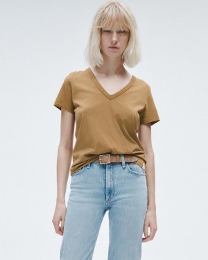 Rag & Bone The Slub Vee Organic Pima Cotton T-Shirt Khaki | 08421YDMZ