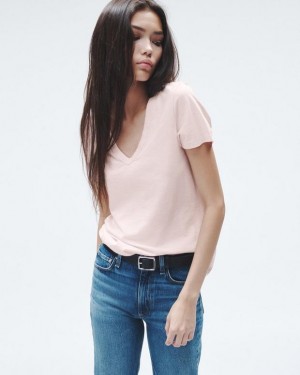 Rag & Bone The Slub Vee Organic Pima Cotton T-Shirt Blush | 06371NSYB