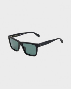 Rag & Bone Warren Rectangular Sunglasses Matte Black | 48703XGTW