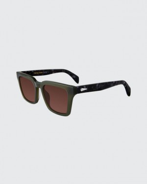 Rag & Bone Zander Square Sunglasses Green | 58302YJZF