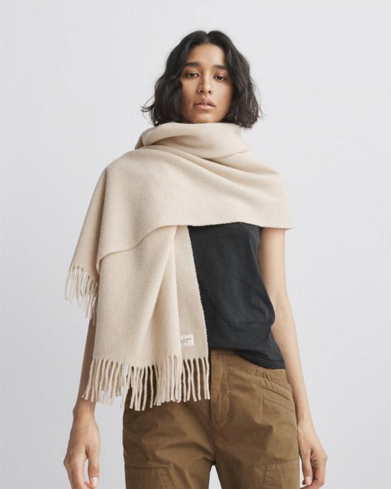 Rag & Bone Addison Recycled Wool Scarf Midweight Scarf Oatmeal | 56190LGJM