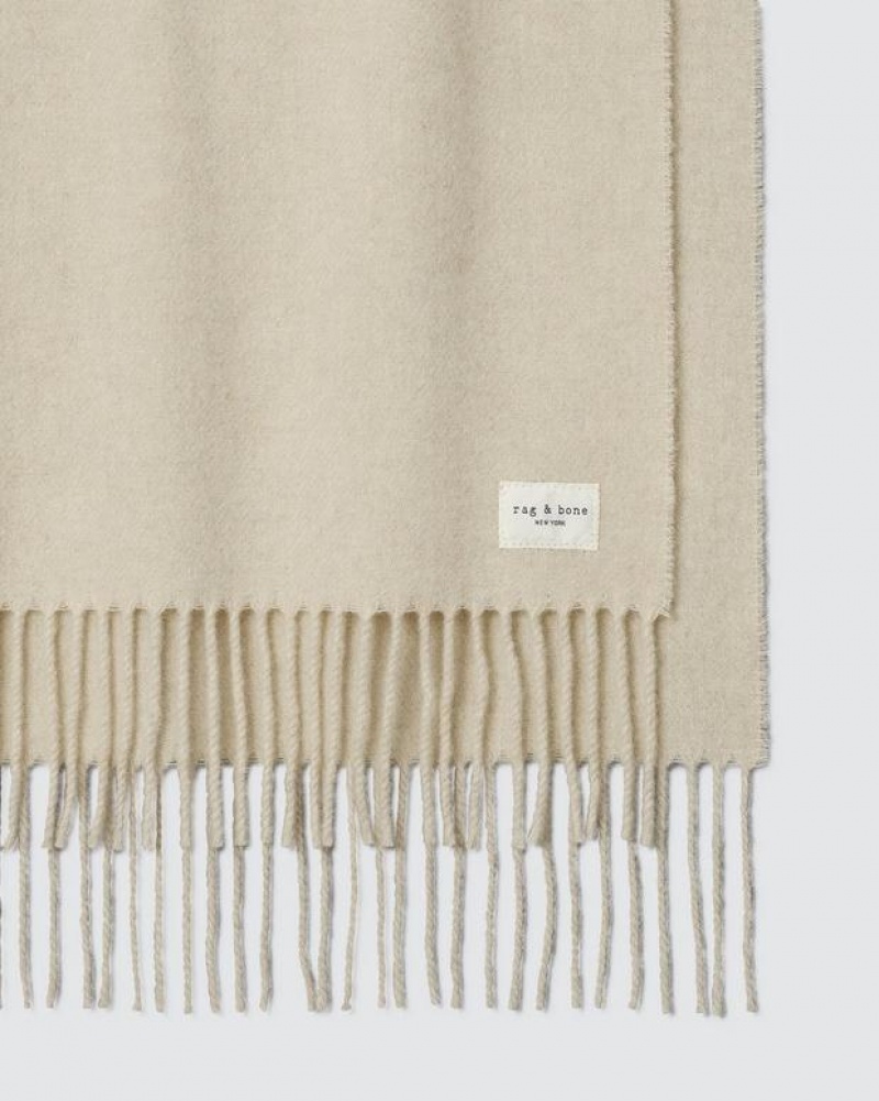 Rag & Bone Addison Recycled Wool Scarf Midweight Scarf Oatmeal | 56190LGJM