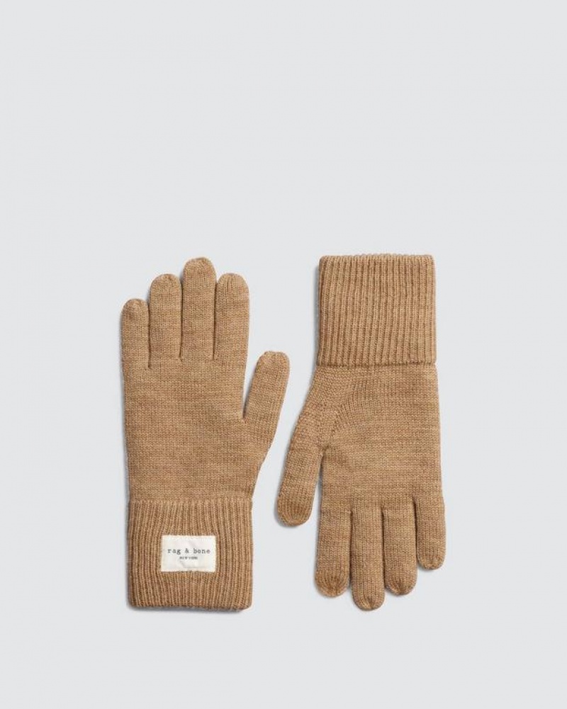 Rag & Bone Addison Tech Gloves Wool Gloves Camel | 63897LEAJ