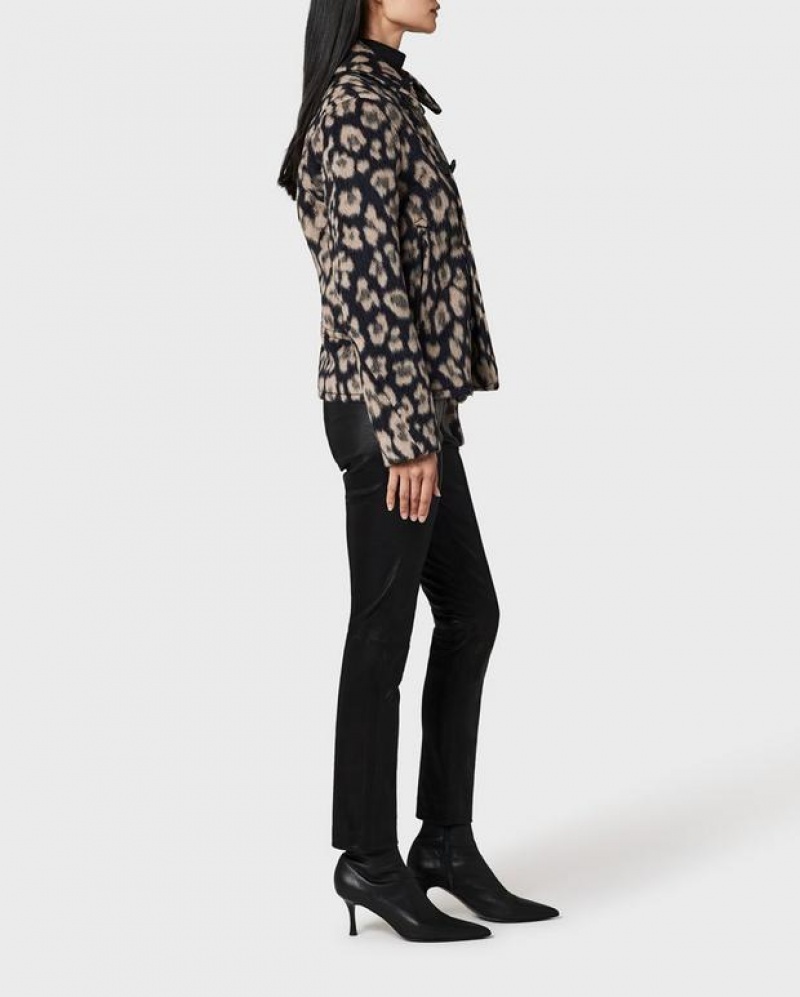 Rag & Bone Alfie Leopard Wool Alpaca Peacoat Classic Fit Coat Cheetah | 83460WFHT