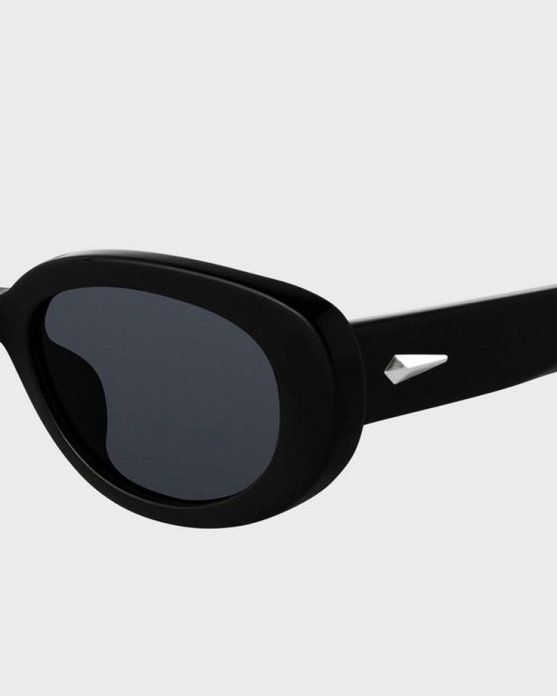 Rag & Bone Ann Oval Sunglasses Black | 94518RQFE