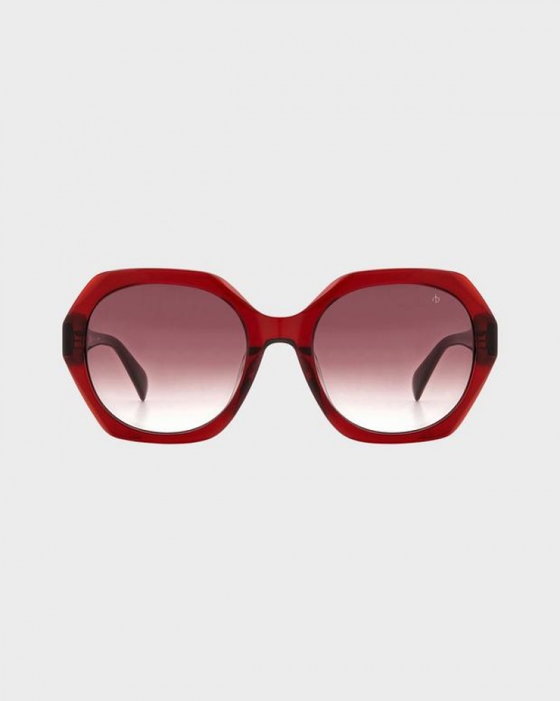 Rag & Bone Annalise Geometric Sunglasses Burgundy | 96537TUZQ