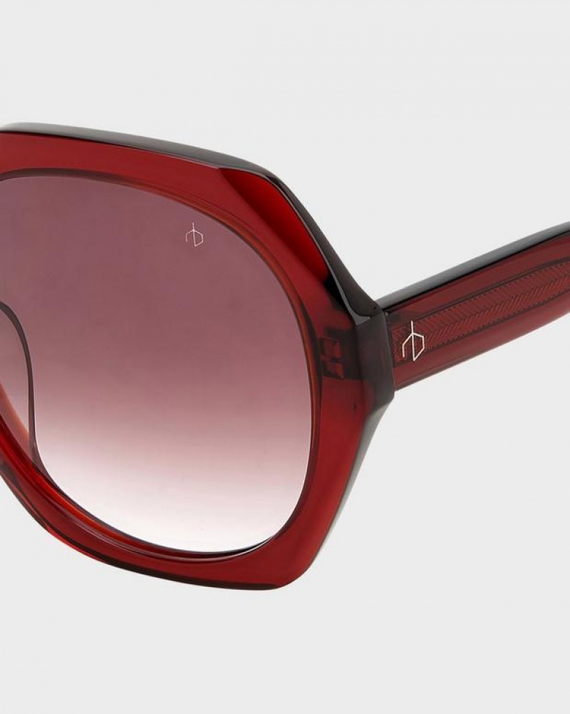 Rag & Bone Annalise Geometric Sunglasses Burgundy | 96537TUZQ