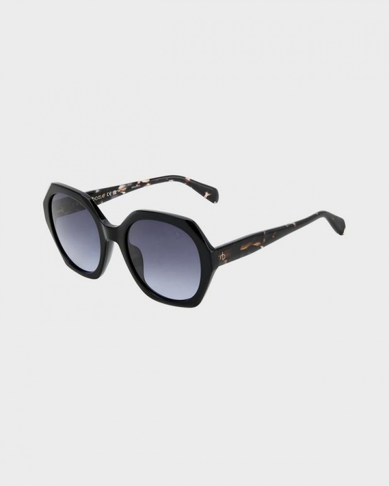 Rag & Bone Annalise Geometric Sunglasses Black | 18204DSRT