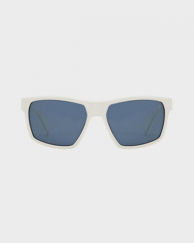 Rag & Bone Aron Rectangular Sunglasses Matte White | 72065DREZ