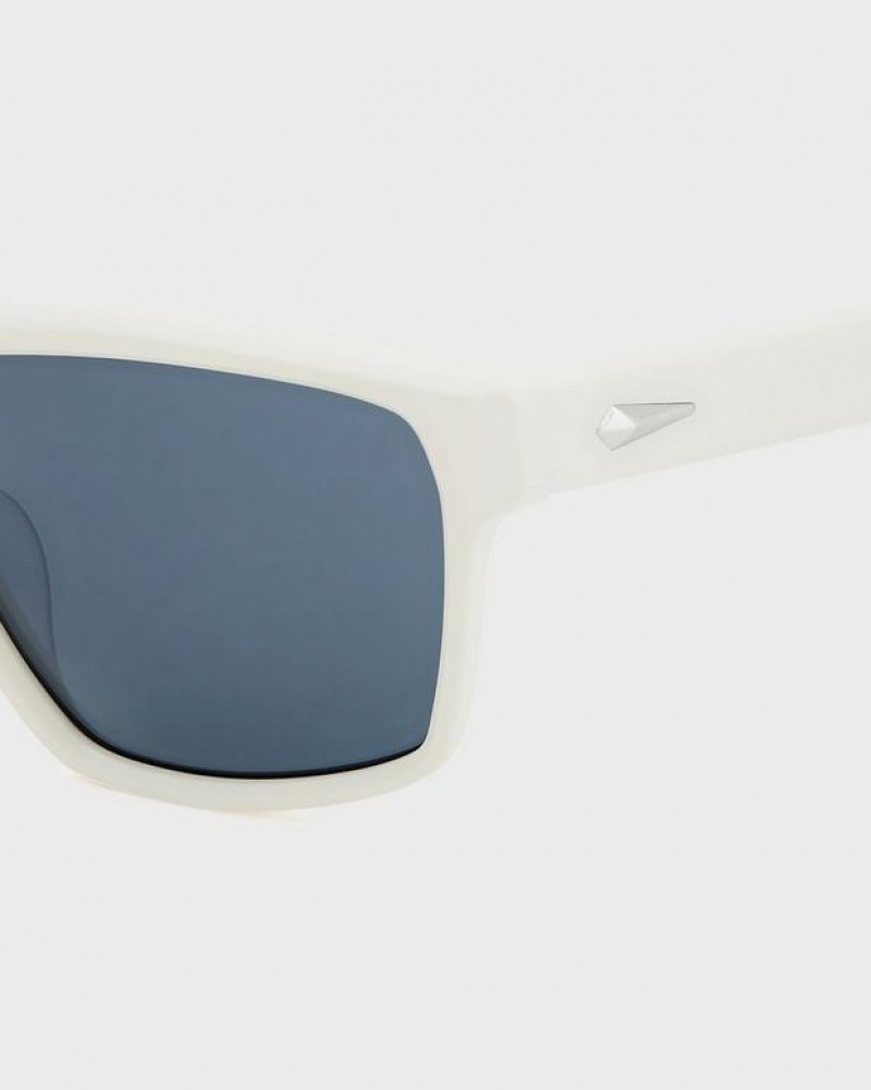 Rag & Bone Aron Rectangular Sunglasses Matte White | 72065DREZ