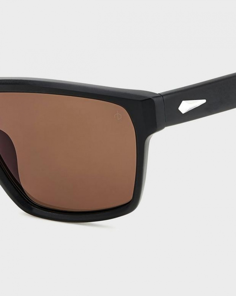 Rag & Bone Aron Rectangular Sunglasses Matte Black | 71390LTKG