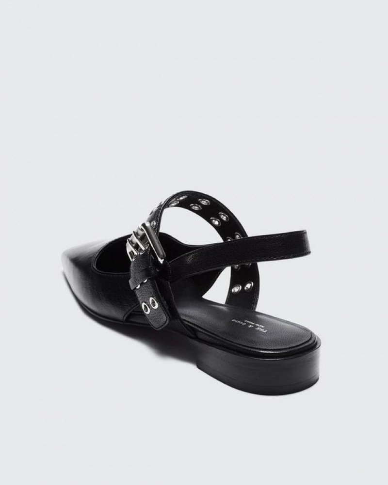 Rag & Bone Astra Slingback - Leather Flat Mary-Jane Black | 38051HTJX