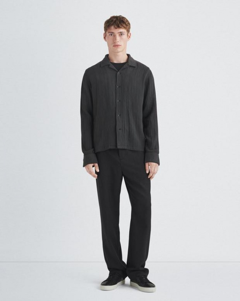 Rag & Bone Avery Gauze Camp Shirt Relaxed Fit Phantom | 05693AOFH