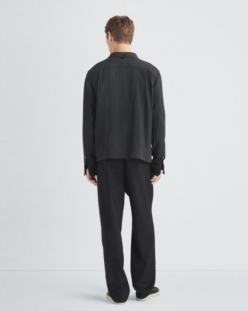 Rag & Bone Avery Gauze Camp Shirt Relaxed Fit Phantom | 05693AOFH