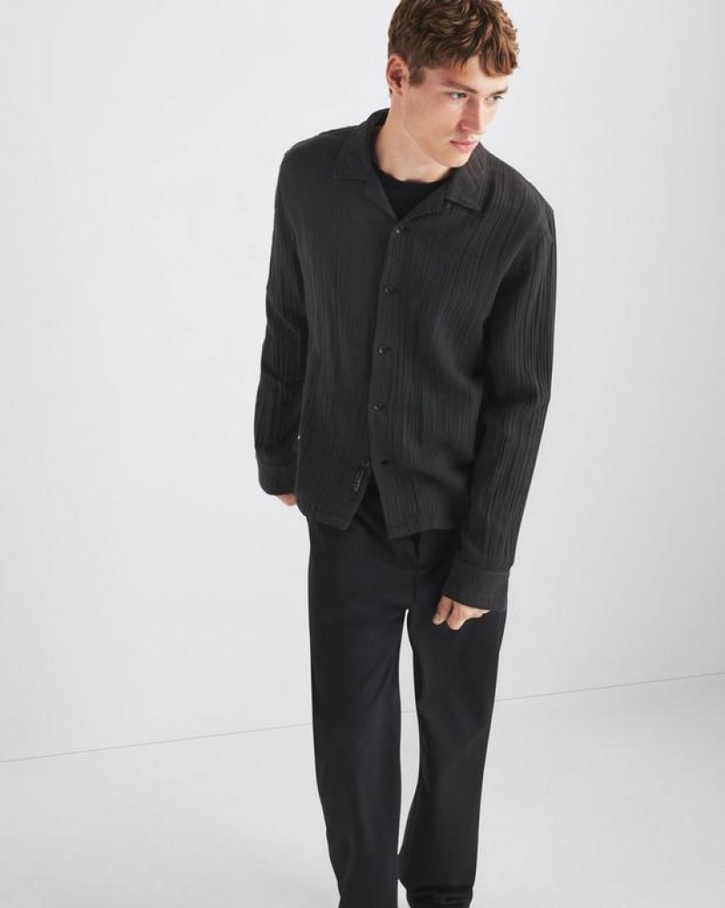 Rag & Bone Avery Gauze Camp Shirt Relaxed Fit Phantom | 05693AOFH