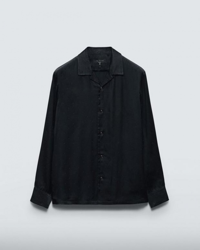 Rag & Bone Avery Geo Jacquard Shirt Relaxed Fit Button Down Black Geometric Stud | 41759EFWK