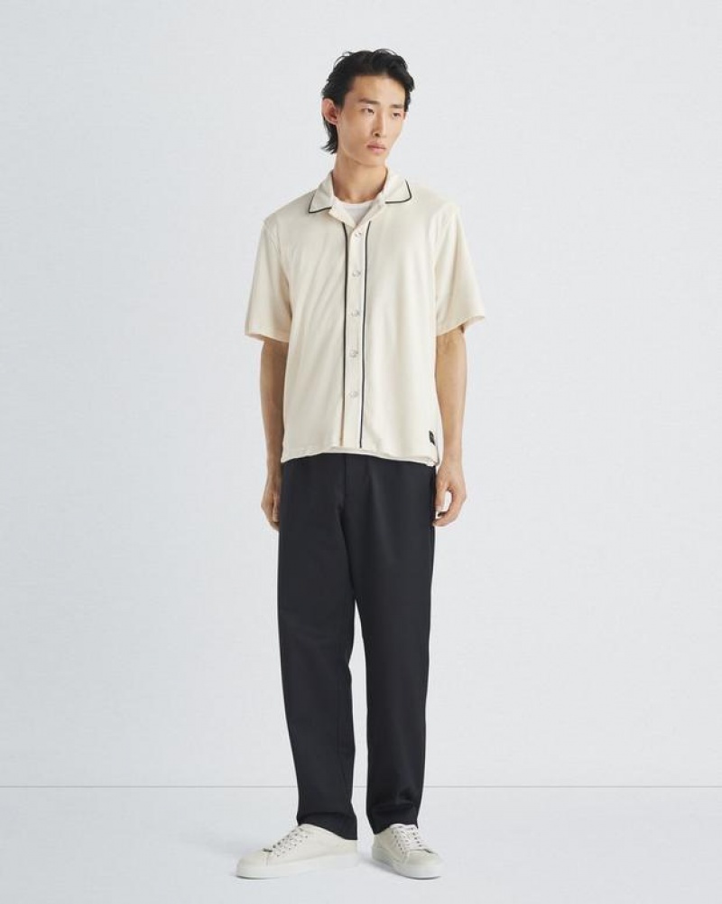 Rag & Bone Avery Toweling Shirt Classic Fit Button Down Ivory | 59168EFCH