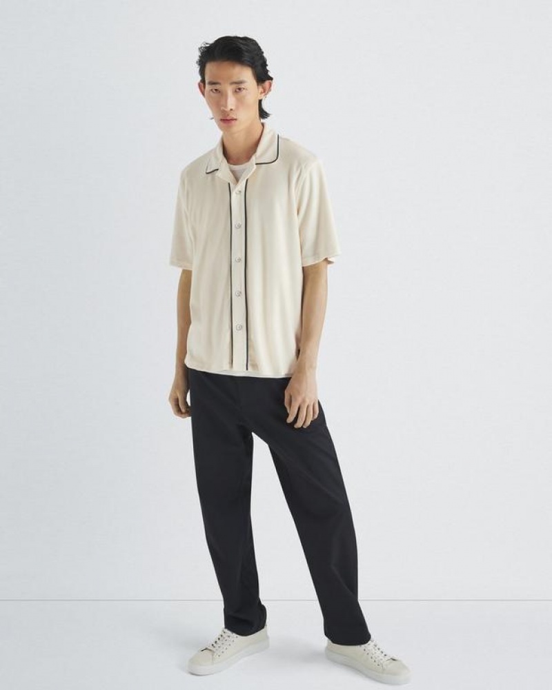 Rag & Bone Avery Toweling Shirt Classic Fit Button Down Ivory | 59168EFCH