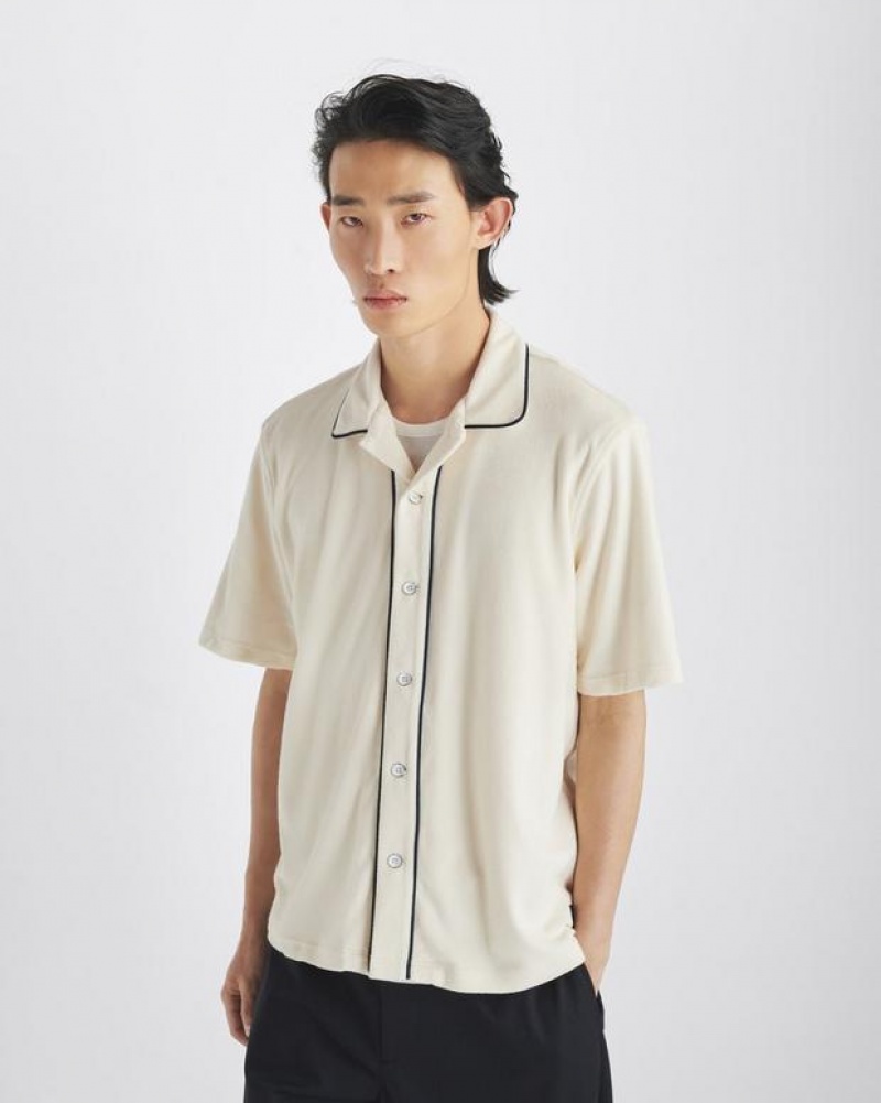 Rag & Bone Avery Toweling Shirt Classic Fit Button Down Ivory | 59168EFCH