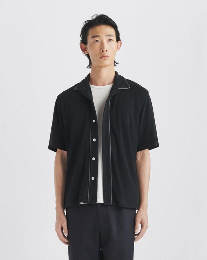 Rag & Bone Avery Toweling Shirt Classic Fit Button Down Black | 16957BECF